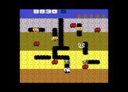 Dig Dug for Atari 7800 - Opponents can temporarily turn to ghosts to move through the dirt.