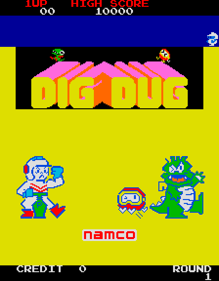 Dig Dug Arcade Screenshot: Title screen.