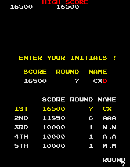 Dig Dug Arcade Screenshot: A new high score!