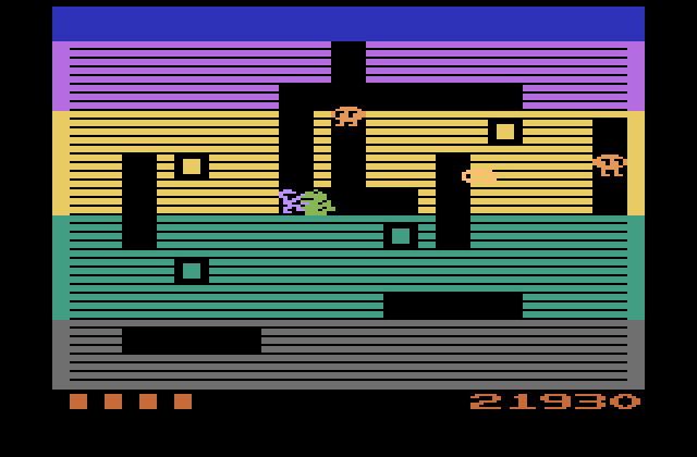 Dig Dug Atari 2600 Screenshot: Caught by a Fygar! I wasn't fast enough...