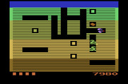 Dig Dug for Atari 2600 - When you dig underneath the rocks they fall, and may even squish your opponents!