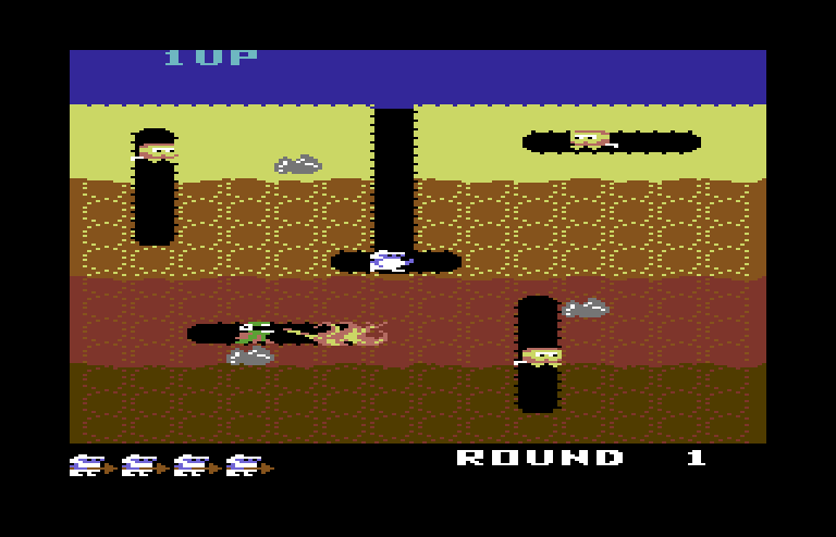 Dig Dug Commodore 64 Screenshot: Game start.
