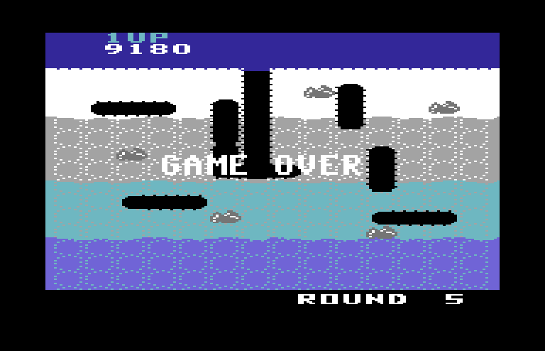 Dig Dug Commodore 64 Screenshot: Game over.