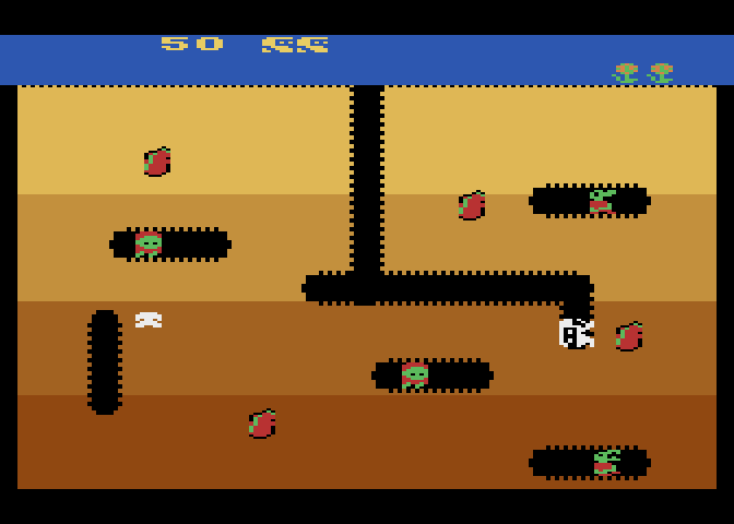 Dig Dug Atari 8-bit Screenshot: Game start.