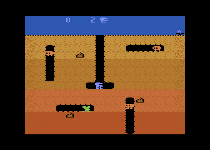 Dig Dug Atari 8-bit Screenshot: Game start.