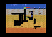 Dig Dug for Atari 8-bit - Be careful when near Fygars, they breathe fire!