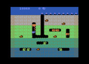 Dig Dug for Atari 8-bit - Blasting an opponent...