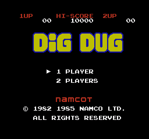 Dig Dug NES / Famicom Screenshot: Title screen.