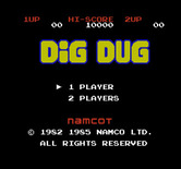 Dig Dug for NES / Famicom - Title screen.