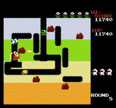 Dig Dug for NES / Famicom - One enemy down, several more to go.