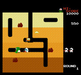 Dig Dug for NES / Famicom - Round 1; attacking a Fygar!