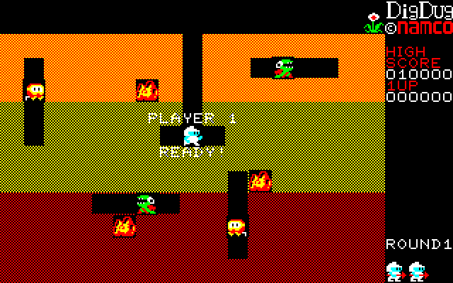 Dig Dug PC-8800 Series Screenshot: Game start.