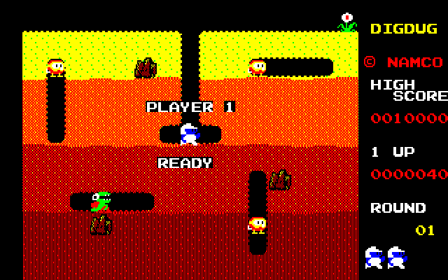 Dig Dug PC-8800 Series Screenshot: Game start.