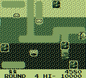 Dig Dug for Game Boy - Dropping a rock on a Fygar...