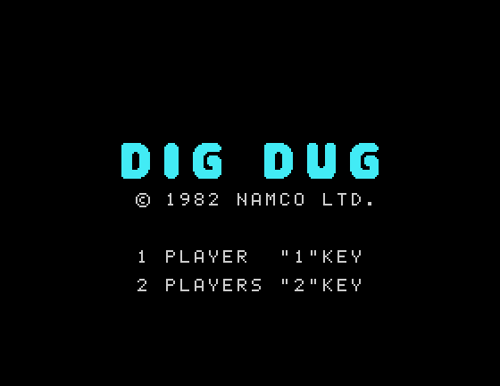 Dig Dug Sord M5 Screenshot: Title screen.