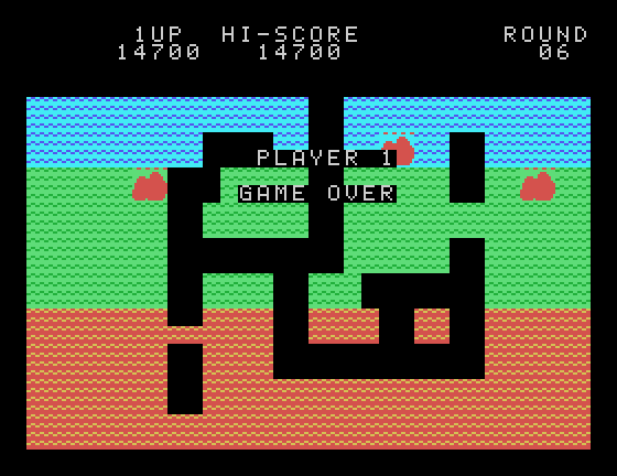 Dig Dug Sord M5 Screenshot: Game over.