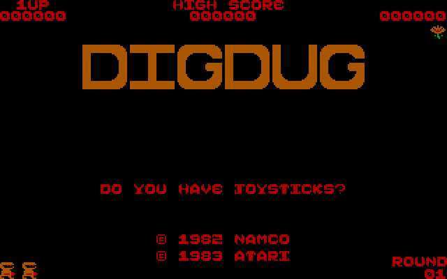 Dig Dug IBM PC/Compatibles Screenshot: Title screen.