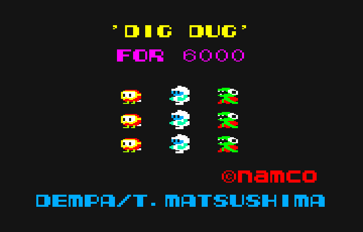 Dig Dug PC-6000 Series Screenshot: Title screen.