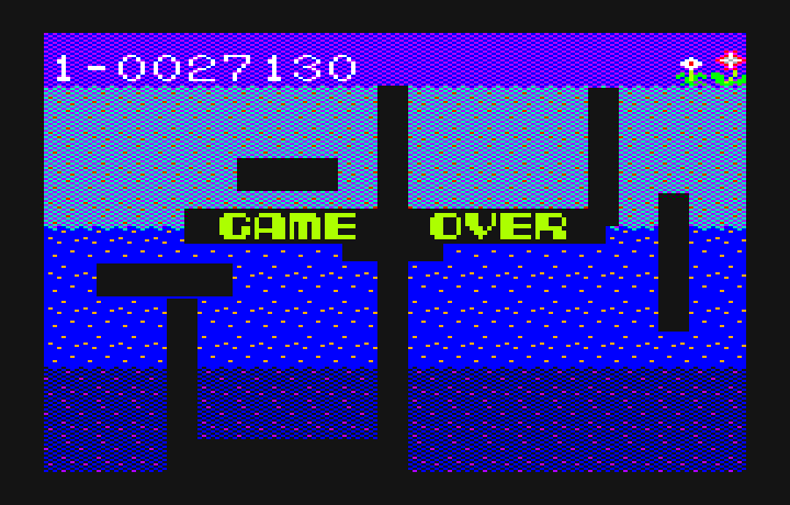 Dig Dug PC-6000 Series Screenshot: Game over.