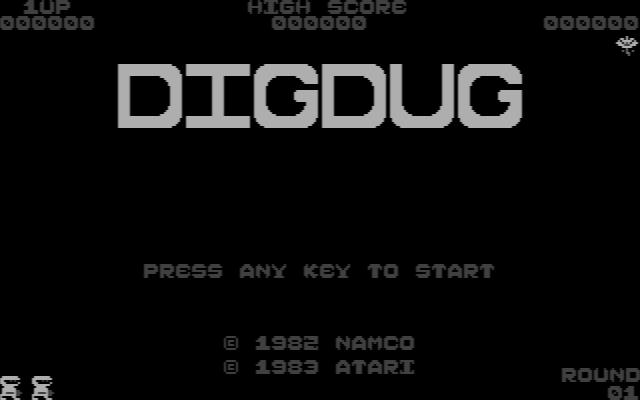 Dig Dug IBM PC/Compatibles Screenshot: Title screen.