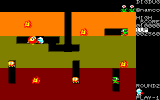 Dig Dug Sharp X1 Screenshot: On to round two...