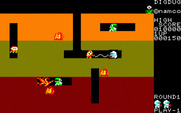 Dig Dug for Sharp X1 - Attacking an opponent.