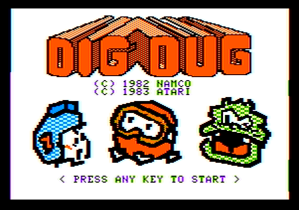 Dig Dug Apple II Screenshot: Title screen.