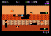 Dig Dug for Apple II - Attacking an opponent.
