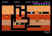 Dig Dug for Apple II - Be careful not to get hit by fire breathing Fygar's!