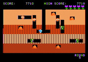 Dig Dug for Apple II - Enemies can become numerous on some later levels.