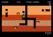 Dig Dug for Apple II - Running from enemies on the first level.