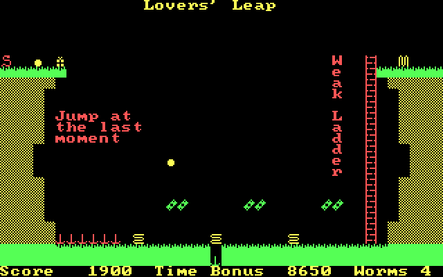 Willy the Worm Part II: The Big Trip Home IBM PC/Compatibles Screenshot: Most levels have some text providing hints.