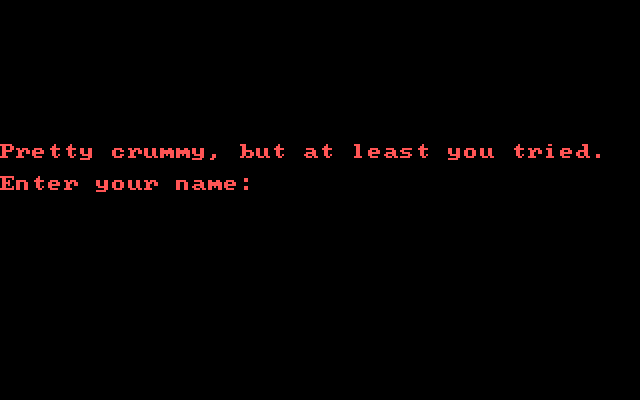 Willy the Worm Part II: The Big Trip Home IBM PC/Compatibles Screenshot: You may get this game over message if you don't score well...