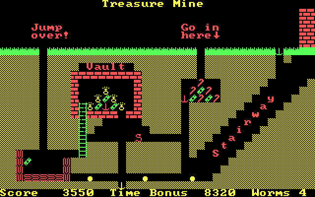 Willy the Worm Part II: The Big Trip Home IBM PC/Compatibles Screenshot: What you really need to do here is take the path to jump up the staircase...