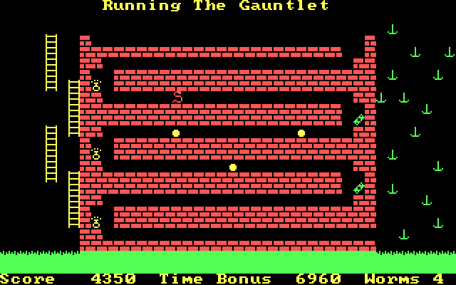 Willy the Worm Part II: The Big Trip Home IBM PC/Compatibles Screenshot: Running the gauntlet!