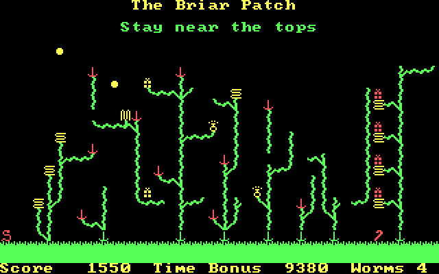 Willy the Worm Part II: The Big Trip Home IBM PC/Compatibles Screenshot: The Briar Patch level start.