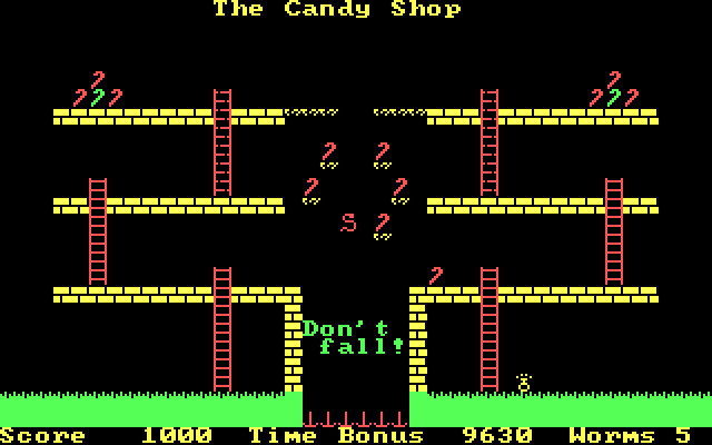 Willy the Worm Part II: The Big Trip Home IBM PC/Compatibles Screenshot: Jumping over the gap...might not make it!