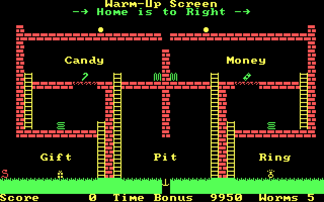 Willy the Worm Part II: The Big Trip Home IBM PC/Compatibles Screenshot: Game start.