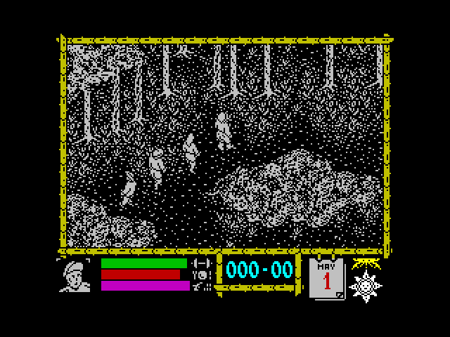 Where Time Stood Still ZX Spectrum Screenshot: Lost in the woods...