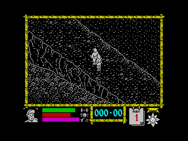 Where Time Stood Still ZX Spectrum Screenshot: Walking up a ramp.