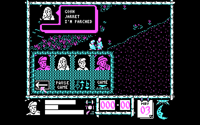Where Time Stood Still IBM PC/Compatibles Screenshot: Someone sank into the swamp, choose another character...