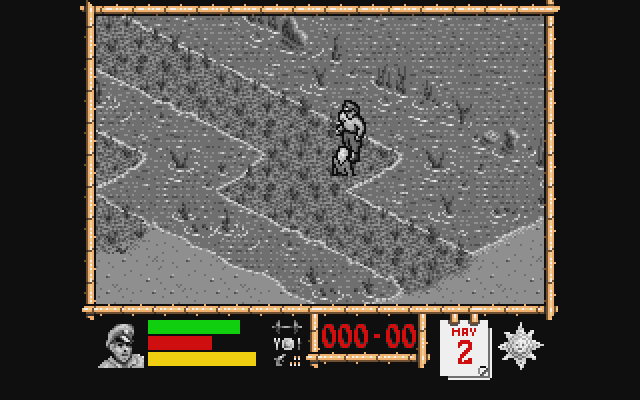 Where Time Stood Still Atari ST Screenshot: Don't stand still, or you'll sink into the swamp.