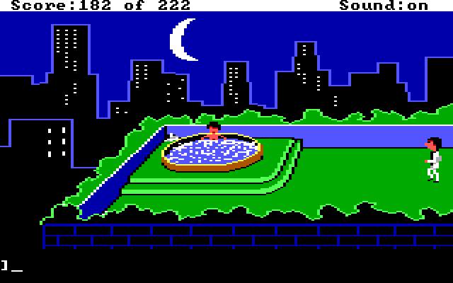 Leisure Suit Larry in the Land of the Lounge Lizards IBM PC/Compatibles Screenshot: Penthouse hot tub...who's here?