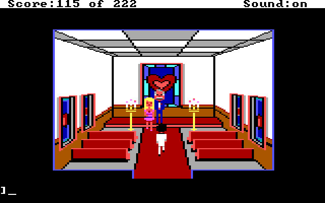 Leisure Suit Larry in the Land of the Lounge Lizards IBM PC/Compatibles Screenshot: Larry's about to get married...is this really a good idea?
