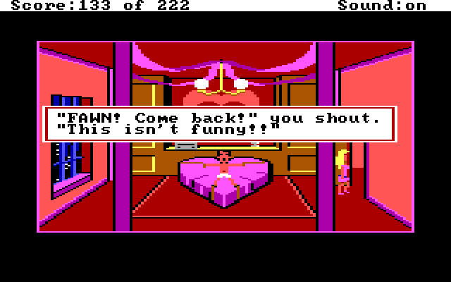 Leisure Suit Larry in the Land of the Lounge Lizards IBM PC/Compatibles Screenshot: Wedding night with Fawn doesn't go particularly well...