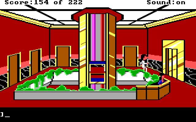 Leisure Suit Larry in the Land of the Lounge Lizards IBM PC/Compatibles Screenshot: The top level of the hotel...