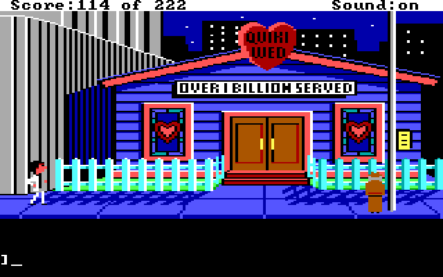 Leisure Suit Larry in the Land of the Lounge Lizards IBM PC/Compatibles Screenshot: Outside the Quiki-Wed...
