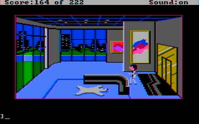 Leisure Suit Larry in the Land of the Lounge Lizards IBM PC/Compatibles Screenshot: Entrance to the penthouse...