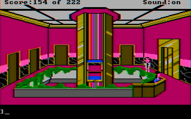 Leisure Suit Larry in the Land of the Lounge Lizards IBM PC/Compatibles Screenshot: Top floor of the hotel...