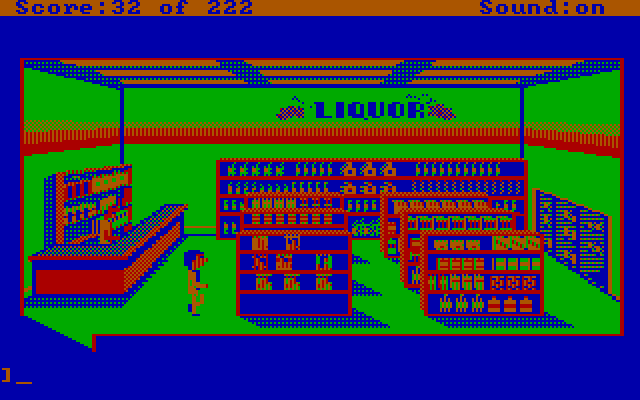 Leisure Suit Larry in the Land of the Lounge Lizards IBM PC/Compatibles Screenshot: Picking up a few items at the Quiki-Mart...